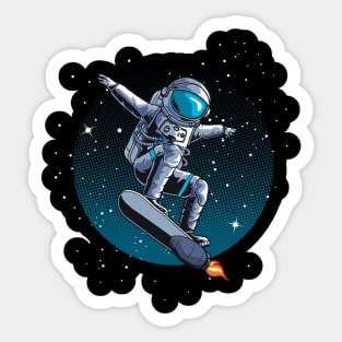 Astronaut skateboarding in space Sticker